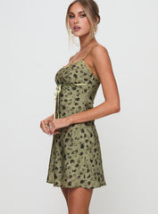 Valencia Mini Dress Sage Floral