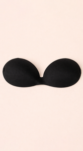 Adhesive Plunge Bra with Back Strap - Black