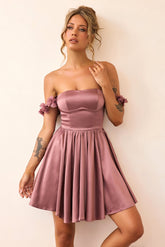 Soft Confession Satin Mini Dress - Mauve