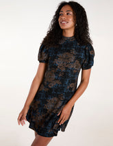 High Neck Puff Sleeve Dress