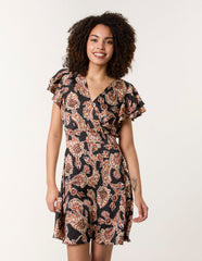 Paisley Frill Sleeve Mini Dress