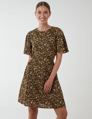 Floral Print Crew Neck Dress