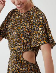 Floral Print Crew Neck Dress