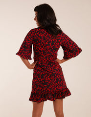 Floral Frill Hem Swing Mini Dress