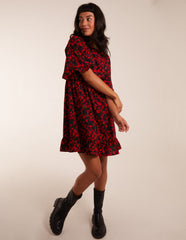 Floral Frill Hem Swing Mini Dress