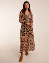 V Neck Animal Print Maxi Dress