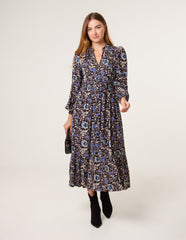 Paisley Shirred Waist Shirt Dress