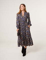 Paisley Shirred Waist Shirt Dress