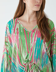 Twist Front Abstract Long Sleeve Top