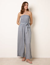 Bardot Tie Neck Pinstripe Jumpsuit