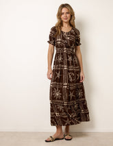 Starfish Print Tie Front Maxi Dress