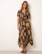 Shirred Waist Hanky Hem Dress