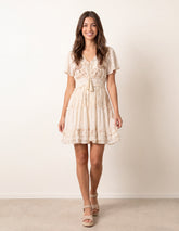 Embellished Tiered Mini Dress