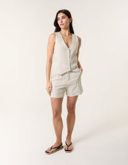 Linen Pinstripe Shorts