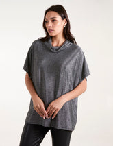 Roll Neck Oversize Metallic Top
