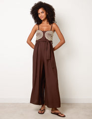 Gold Detailed Embroidered Stitching Jumpsuit