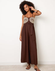 Gold Detailed Embroidered Stitching Jumpsuit