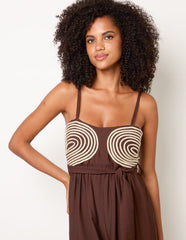 Gold Detailed Embroidered Stitching Jumpsuit