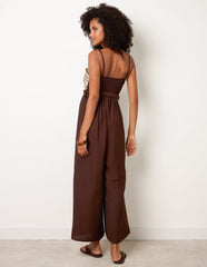 Gold Detailed Embroidered Stitching Jumpsuit