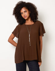 Pleated Short Sleeve Top