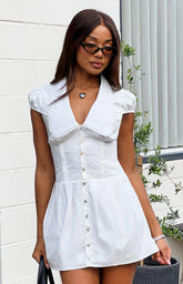 Ballerini White Collared Mini Dress