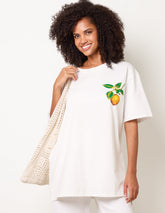 Short Sleeve Back Lemon Print T-Shirt