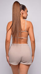 Go For It Beige Shorts & Crop Top Lounge Set