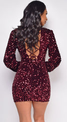 Ena Burgundy Red Sequin Dress