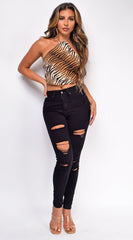 Moving On Black Distressed Jeans