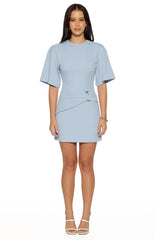 Dontae Blue Crepe Mini Dress
