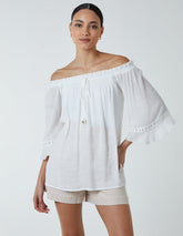 Bardot Tie Front Top