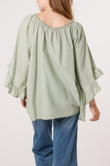 Bardot Cotton Tie Neck Top