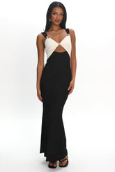 Freyja Contrast Maxi Dress Oyster/Black