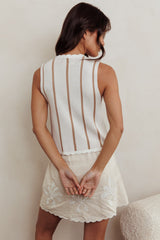 Aster Sleeveless Knit Front Tie Top Beige