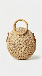 Baha Straw Round Handbag - Ivory
