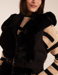 Faux Fur Detail Belted Gilet