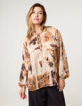 Printed Tie Neck Blouse