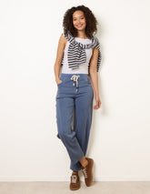 Elasticated Waistband Front Tie Stretch Trousers