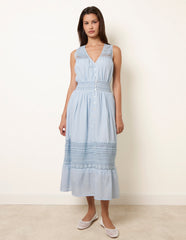 Crochet Insert Button Midi Dress