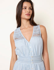Crochet Insert Button Midi Dress