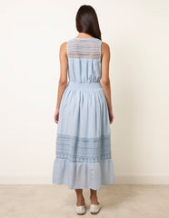 Crochet Insert Button Midi Dress
