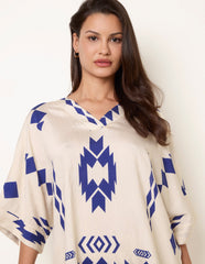 Linen Geometric Print Top