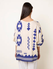 Linen Geometric Print Top