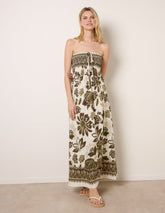Flower Print Bandeau Maxi Dress
