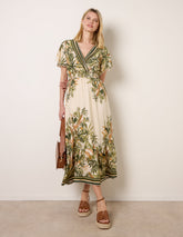 Tropical Print Wrap Front Dress