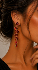 Elegance Stone Drop Earrings - Red