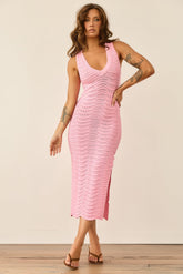 Starting Line Knit Midi Dress - Pink