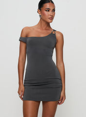 True Desires One Shoulder Mini Dress Grey