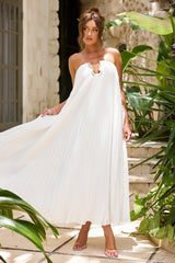 Moonlit Sculpture Chiffon Maxi Dress - White