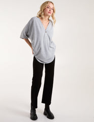 Heart Half Zip Front Top
